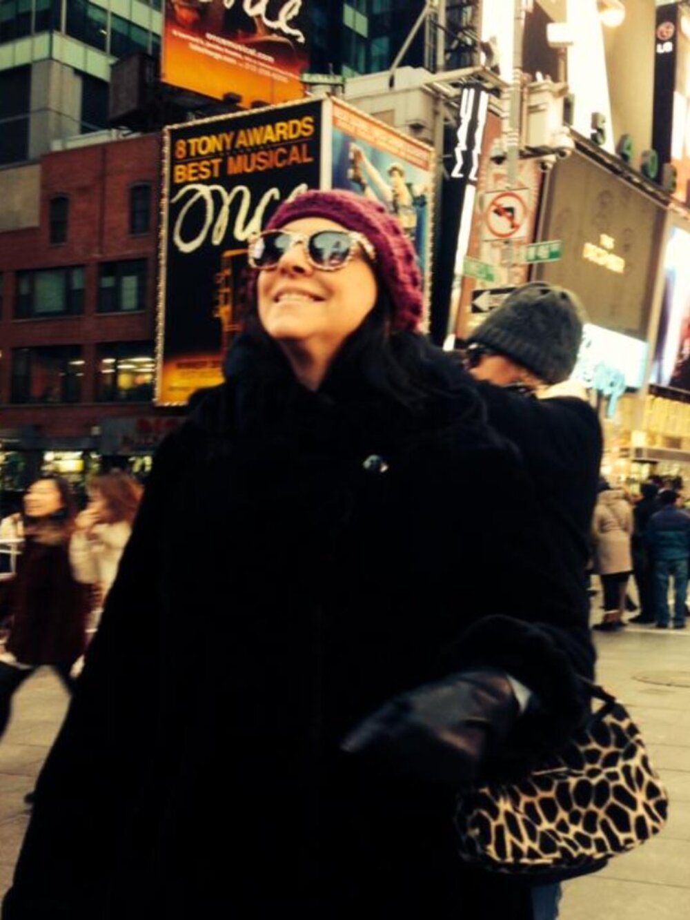 Jones New York Long Black Faux Fur Coat with Hood and Pockets
